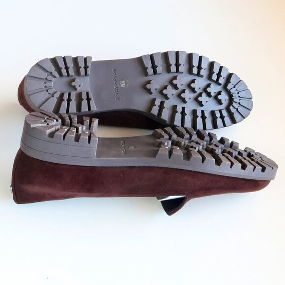 Easy Spirit Brown Suede Leather Lug Sole Low Heel Loafers Slip-on Orthotic Shoes - Picture 14 of 16